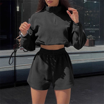 Ensemble de sweat-shirt court pour femme et shorts décontractés Chic und Stil