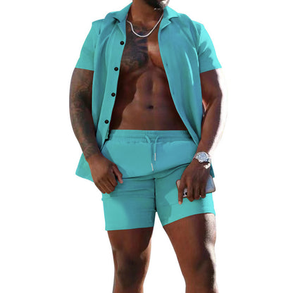 Homme décontracté ensemble chemise à manches courtes et shorts Chic und Stil
