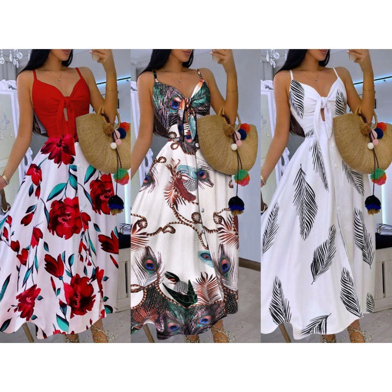 Robe maxi inspirée Boho pour femmes avec détail noué Chic und Stil