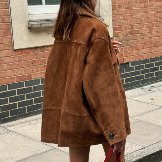 Dames élégante veste en daim dans un style surdimensionné Chic und Stil