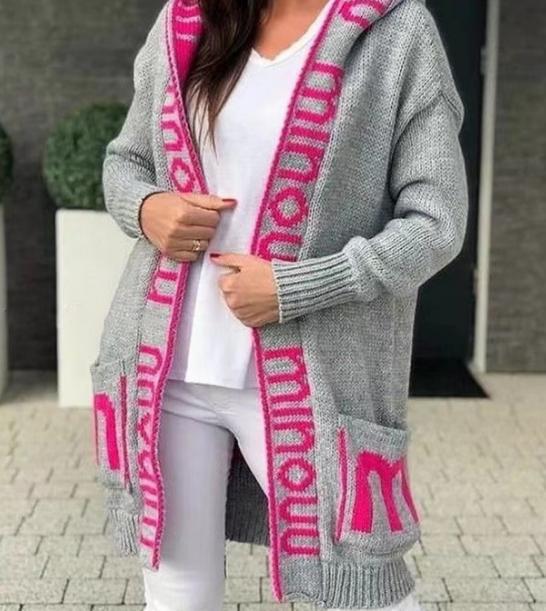 Dames confortable Cardigan à capuche Chic und Stil