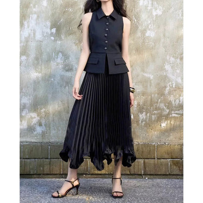 Jupe maxi plissée fluide Chic und Stil pour femme