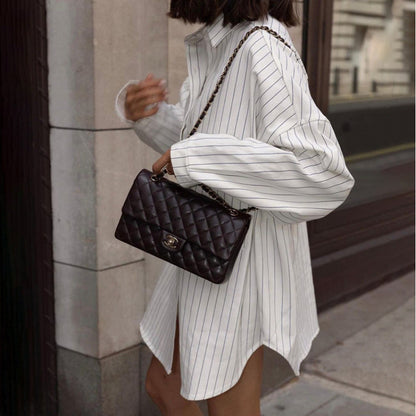 Robe chemise oversized rayée pour femmes Chic und Stil