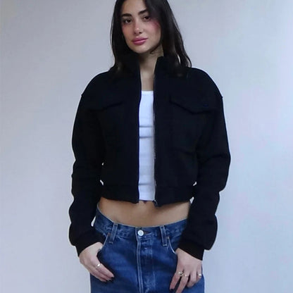 Dame veste cropped avec fermeture éclair et poches Chic und Stil