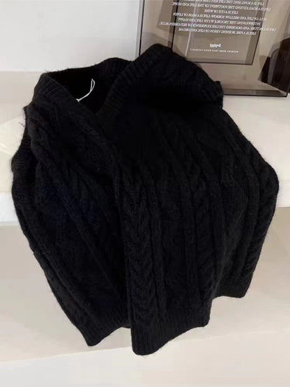 Dames gros tricot gilet avec décolleté en V et motif torsadé Chic und Stil