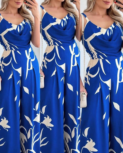 Dames Élégant Jumpsuit avec design enveloppant élégant et motif floral Chic und Stil