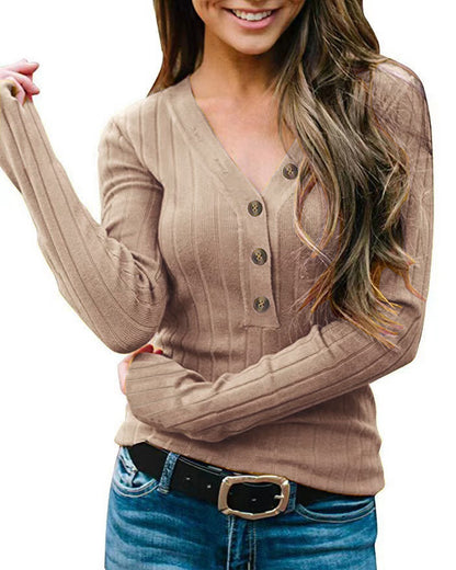 Pull-over à manches longues pour femmes avec fermeture à boutons Chic und Stil