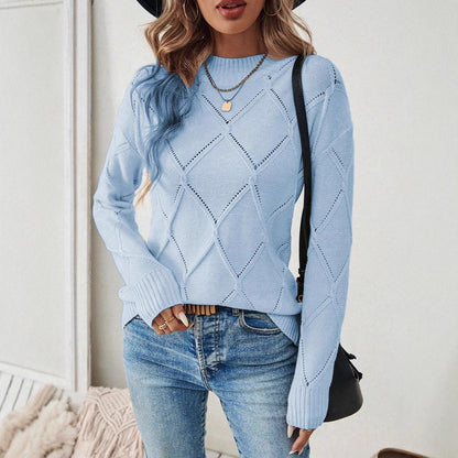 Dames Pull en tricot fin avec motif géométrique ajouré Chic und Stil