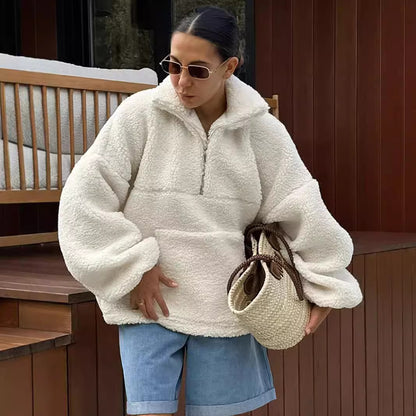 Pull-over en polaire pour femmes avec col haut Chic und Stil