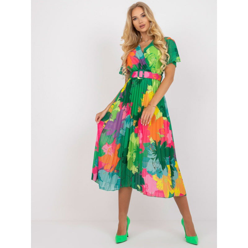 Robe maxi portefeuille à fleurs Chic und Stil pour femmes