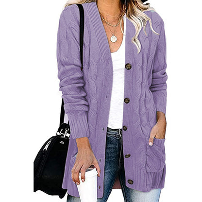 Cardigan en tricot grossier pour femmes avec des détails de boutons et des poches pratiques Chic und Stil
