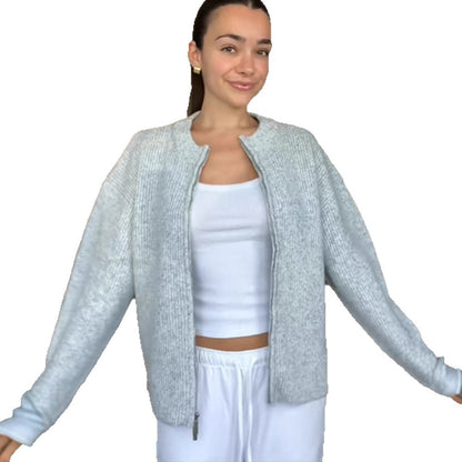 Ladies cozy pullover with high collar and zipper Chic and Style