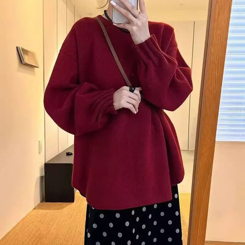 Pull décontracté pour femmes avec design de manches texturées enroulées Chic und Stil