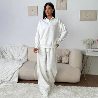 Ladies comfortable polo and wide pants set Chic and Style