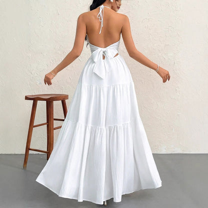 Robe maxi femme avec design sans épaules et détails de volant décontractés Chic und Stil
