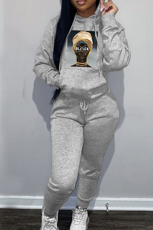 Women's hoodie and jogger pants set with creative graphic print Chic and Style