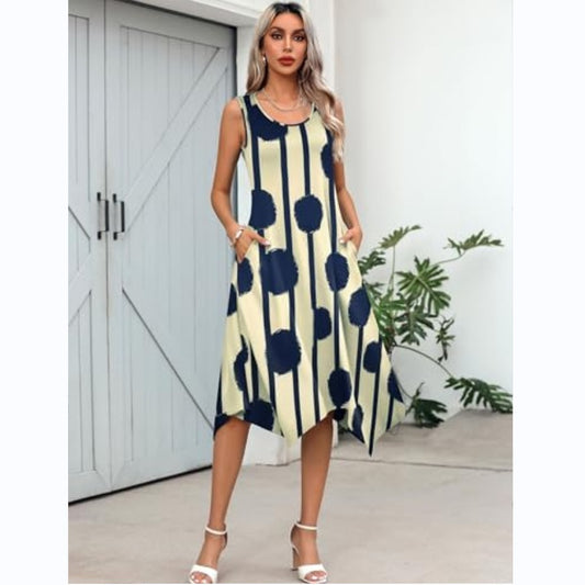 Robe chemise d'été pour femmes avec ourlet asymétrique et motif accrocheur Chic und Stil