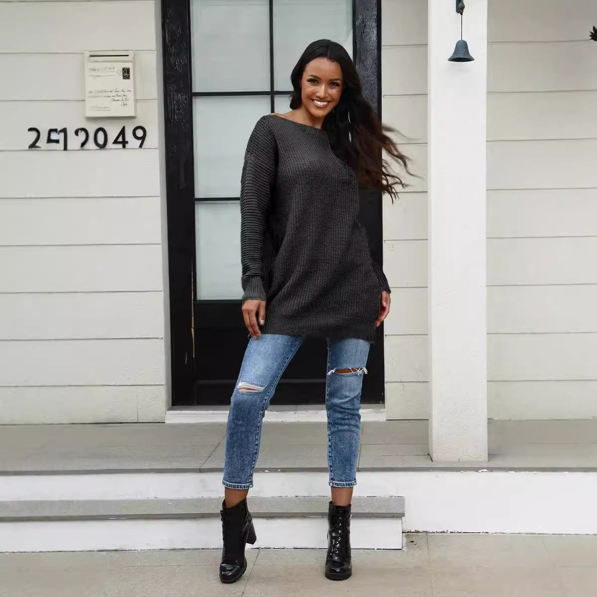 Pull en tricot surdimensionné pour femmes avec un motif texturé doux Chic und Stil