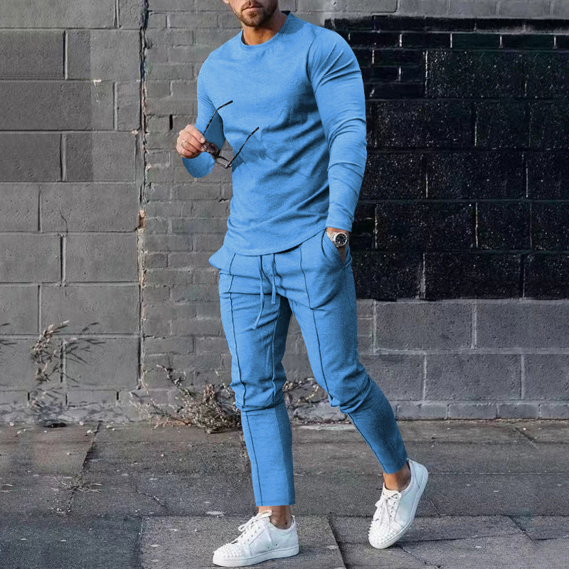 Men's Long Sleeve Sporty T-Shirt and Chino Jogging Pants Chic and Style