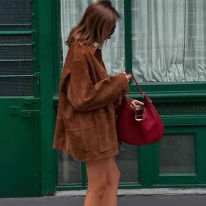 Dame Veste en suédine avec coupe moderne et poches pratiques Chic und Stil