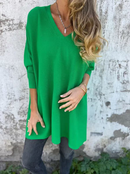 Pull oversized pour femmes à décolleté en V au design aérien Chic und Stil