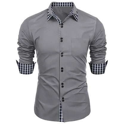 Chemise à manches longues pour hommes premium avec bouton et poignet contrasté Chic und Stil