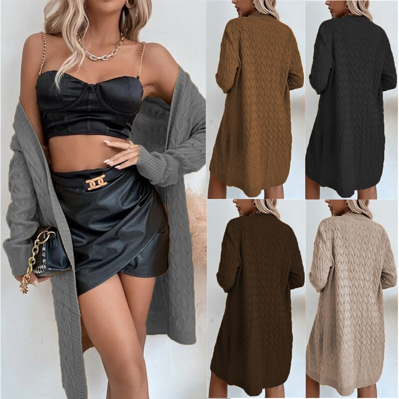 Dames Grand manteau en tricot avec motif texturé et coupe décontractée Chic und Stil