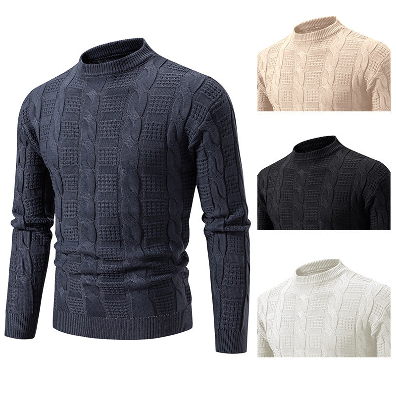 Quilted knit pullover for men with high collar Chic and Style