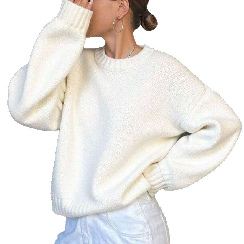 Femme pulls en tricot décontracté et surdimensionné avec col rond Chic und Stil