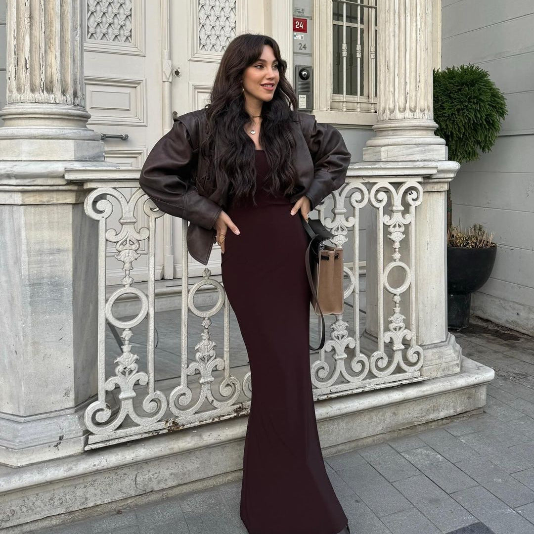 Biker leather jacket for women with elastic waist Chic and Style