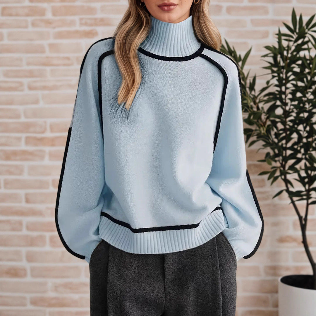 Pull femme avec col haut et détails de structure modernes Chic und Stil