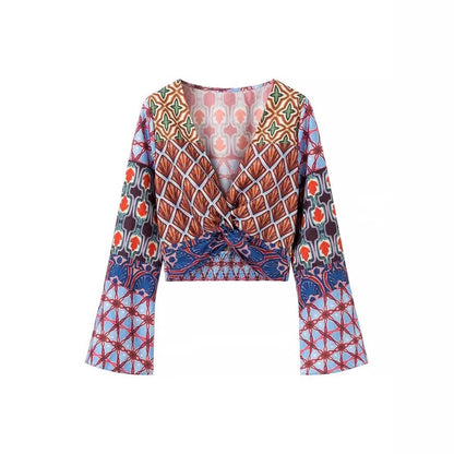 Wide printed pants for women with elastic waist and trendy design Chic und Stil