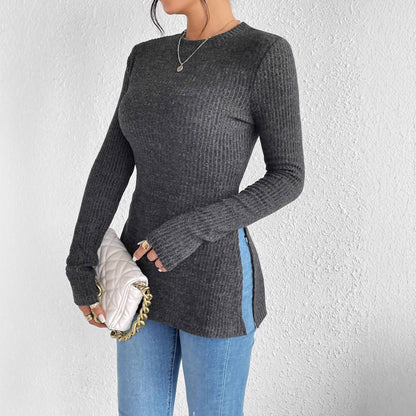 Femme pull en tricot avec fentes latérales Chic und Stil