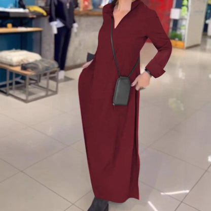 Robe maxi femme avec un praticable décolleté en V et poches Chic und Stil