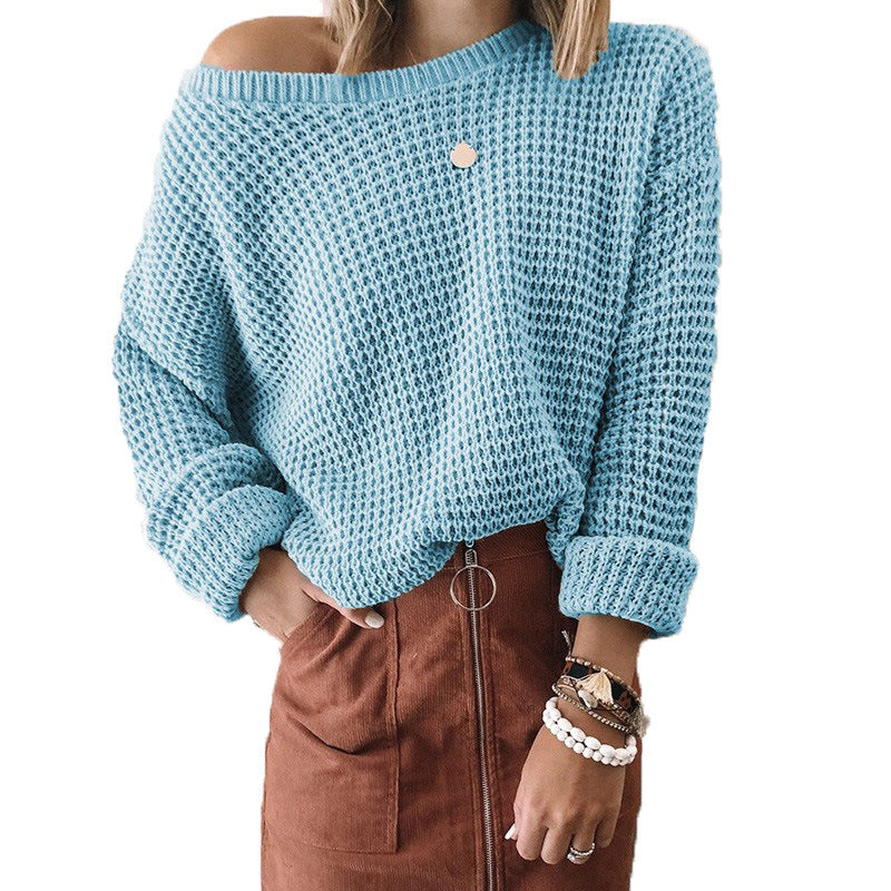 Femmes pull en tricot ample avec structure en spirale et large décolleté Chic und Stil