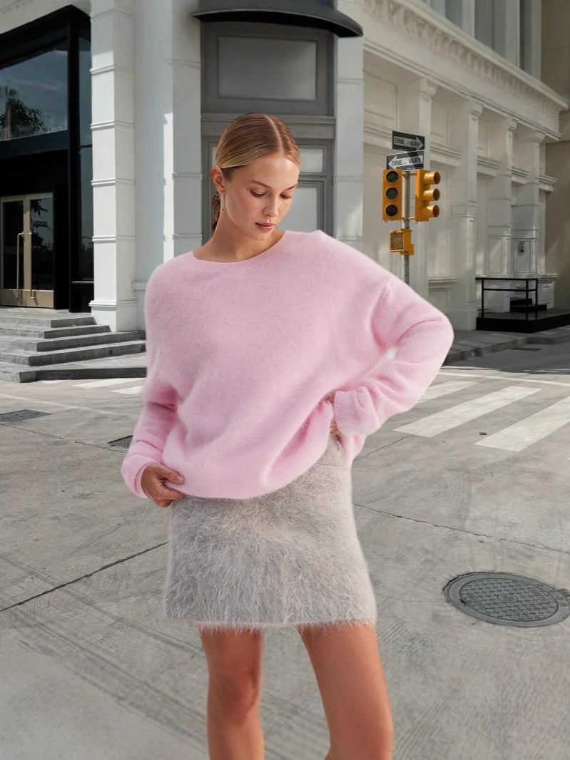 Dames pull en tricot doux avec un élégant col rond et une coupe décontractée Chic und Stil