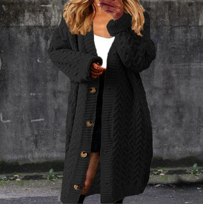Cardigan en gros tricot pour femmes avec des détails de bouton élégants et un design structuré Chic und Stil