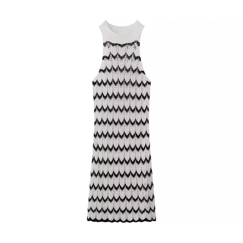 Robe en tricot pour dames avec motif ondulé et dos nageur élégant Chic und Stil