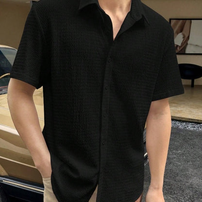 Chemise à manches courtes décontractée pour hommes avec tissu texturé Chic und Stil