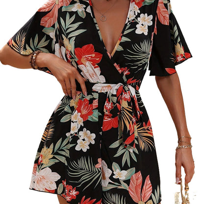 Dames Floral Wrap Jumpsuit Chic und Stil