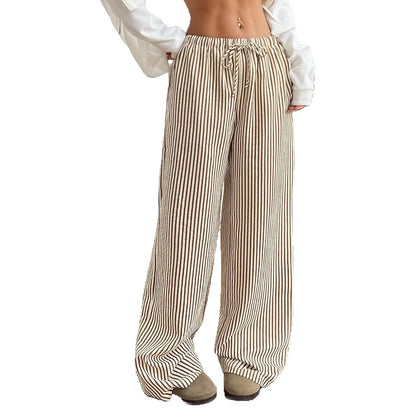 Striped casual pants for women with a loose fit and an elastic waistband Chic und Stil