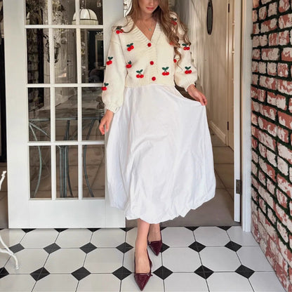 Dames cardigan en tricot avec applications de fraises Chic und Stil