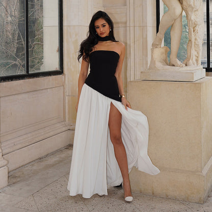 Dames Haut sans bretelles élégant avec détail de foulard fluide Chic und Stil