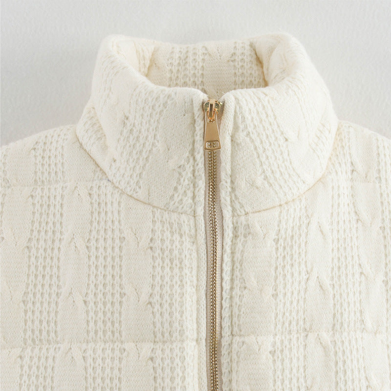 Dame gilet matelassé avec motif tricot de haute qualité et poches pratiques Chic und Stil