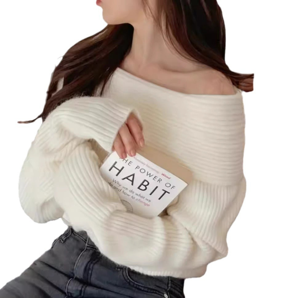 Pull en tricot off-shoulder pour femmes avec design côtelé élastique Chic und Stil