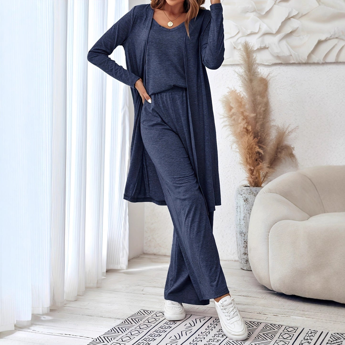 Leisure set for women with soft long sleeve kimono and comfortable pants Chic and Style