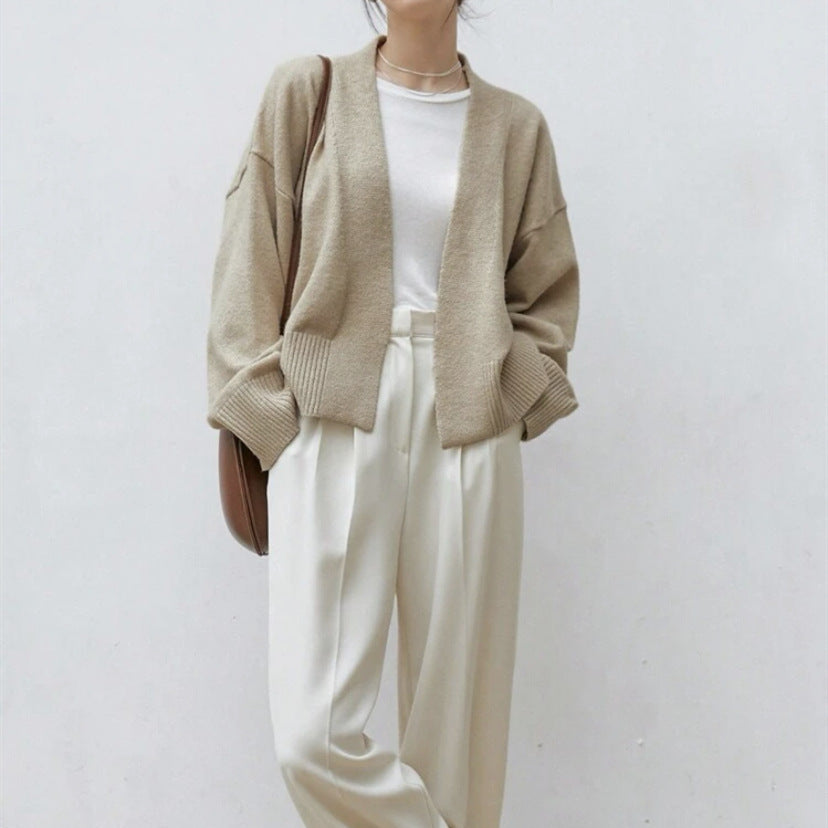 Cardigan hybride pour femmes avec large bord-côte et ceinture Chic und Stil