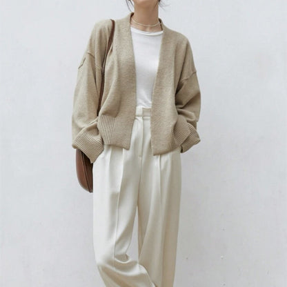 Cardigan hybride pour femmes avec large bord-côte et ceinture Chic und Stil