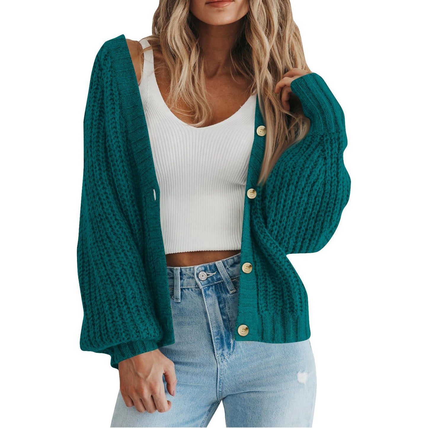 Cardigan en maille épaisse pour femme avec détails en bouton et coupe ample Chic und Stil