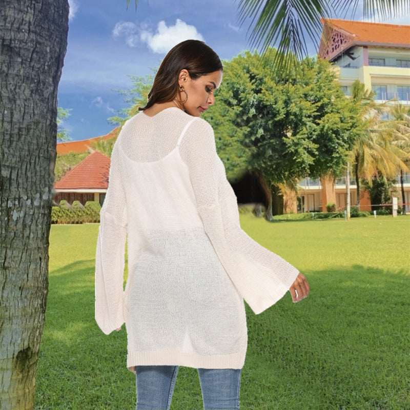 Femme Pull en tricot long à coupe ample et manches confortables Chic und Stil